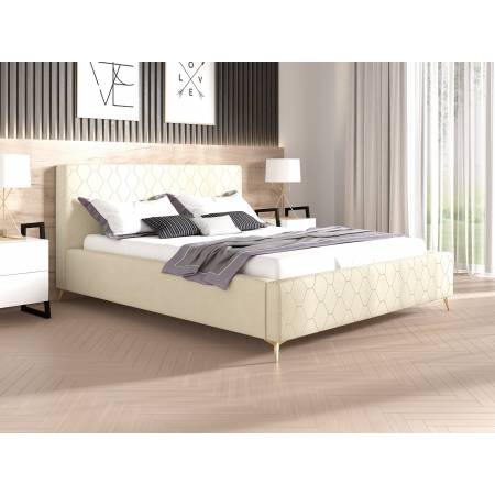 Łóżko tapicerowane z pojemnikiem 200 x 200 cm BENICI